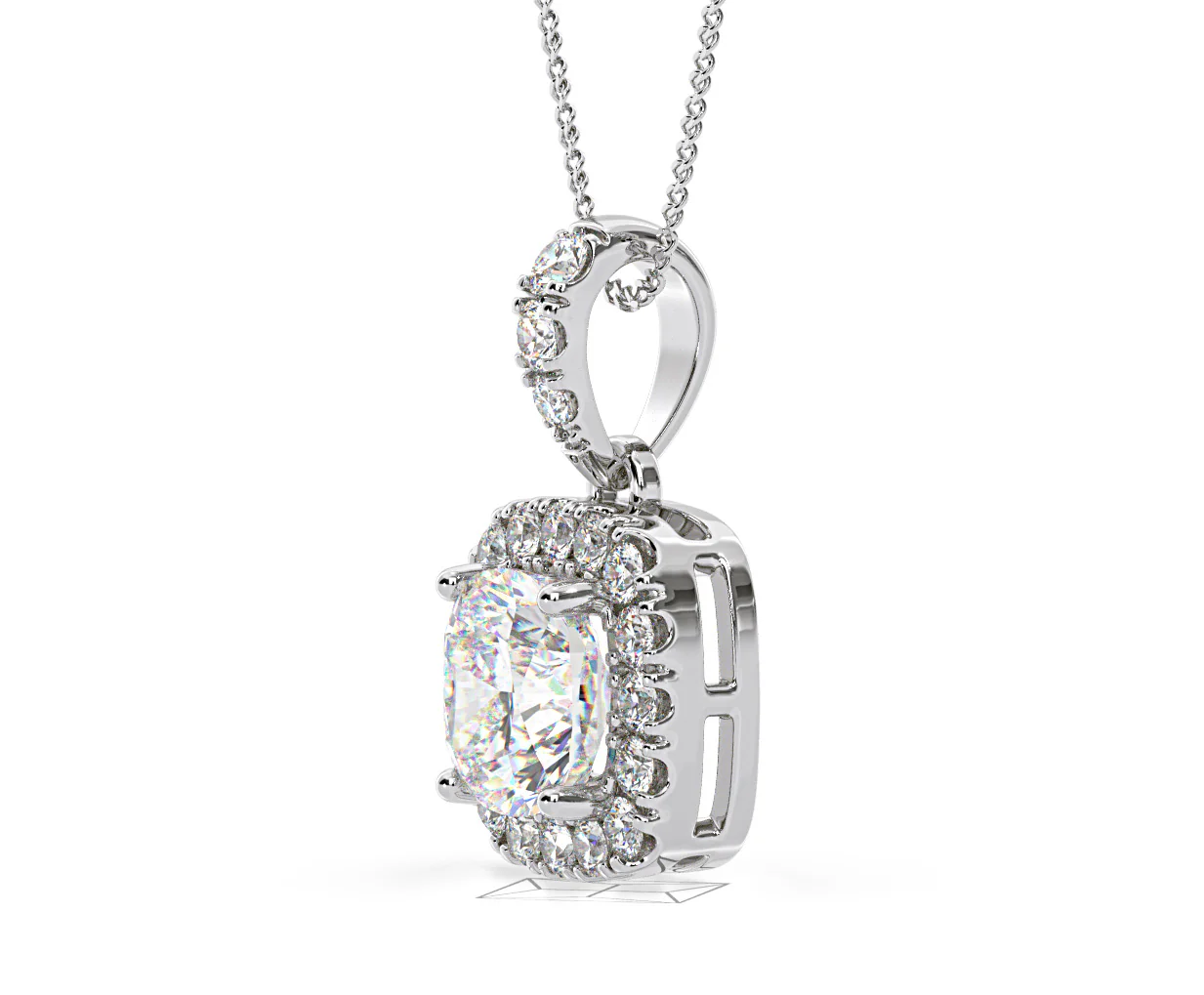 Beatrice Cushion Cut Lab Diamond Pendant Necklace 0.70ct in 18K White Gold F/VS1 - Image 21