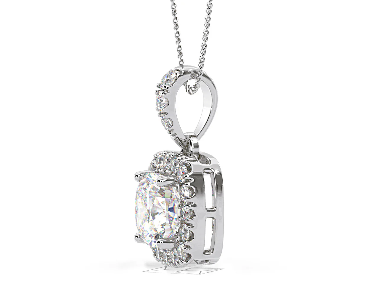Beatrice Cushion Cut Lab Diamond Pendant Necklace 0.70ct in 18K White Gold F/VS1 - Image 23