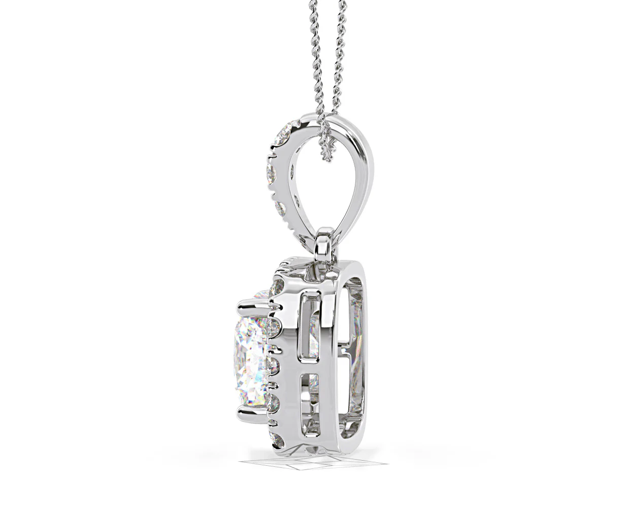Beatrice Cushion Cut Lab Diamond Pendant Necklace 0.70ct in 18K White Gold F/VS1 - Image 30