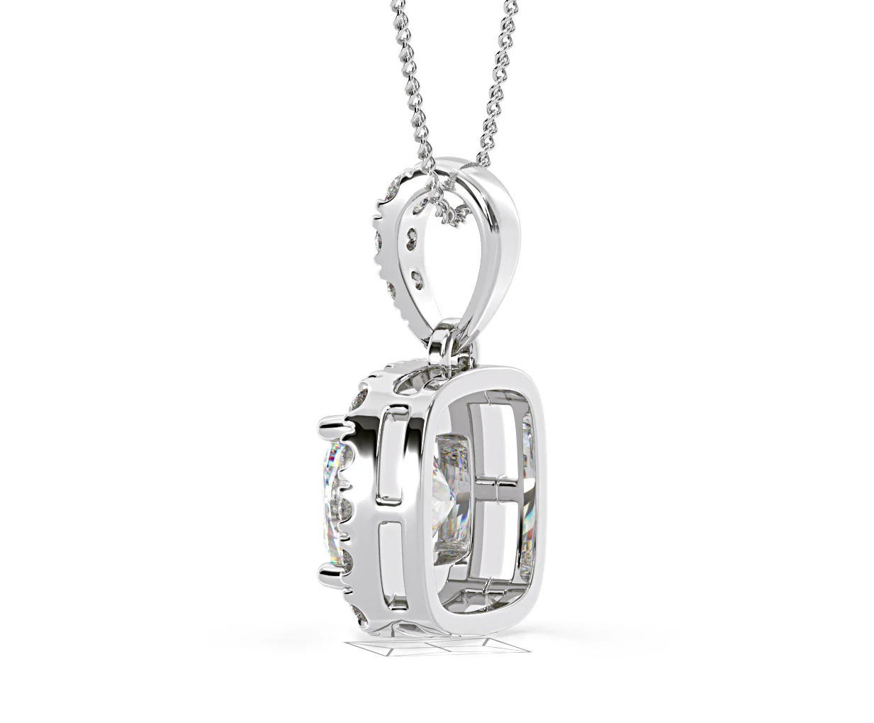 Beatrice Cushion Cut Lab Diamond Pendant Necklace 0.70ct in 18K White Gold F/VS1 - Image 34