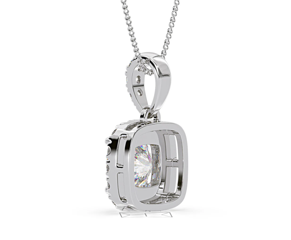 Beatrice Cushion Cut Lab Diamond Pendant Necklace 0.70ct in 18K White Gold F/VS1 - Image 37