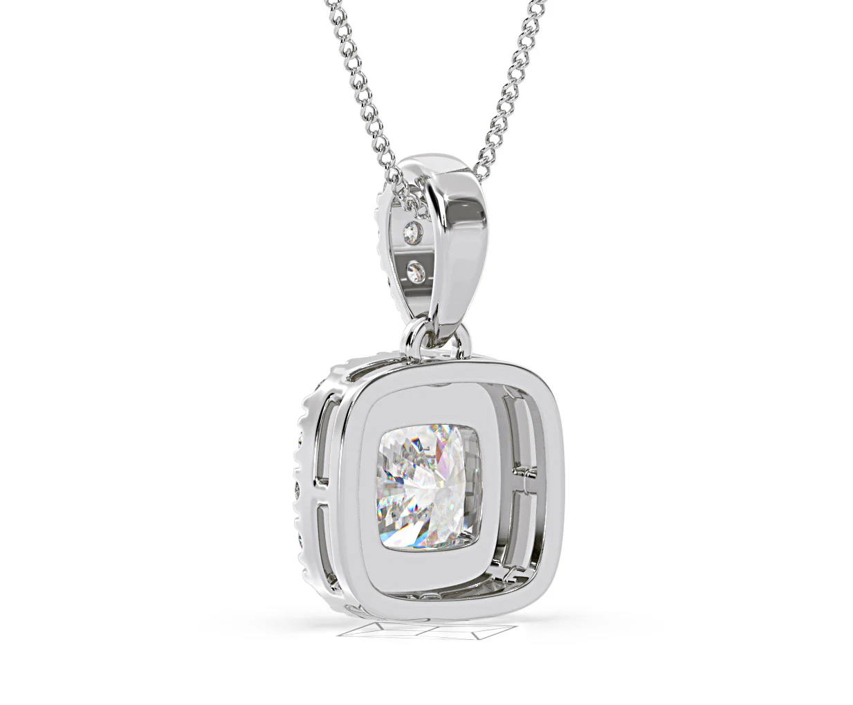 Beatrice Cushion Cut Lab Diamond Pendant Necklace 0.70ct in 18K White Gold F/VS1 - Image 41