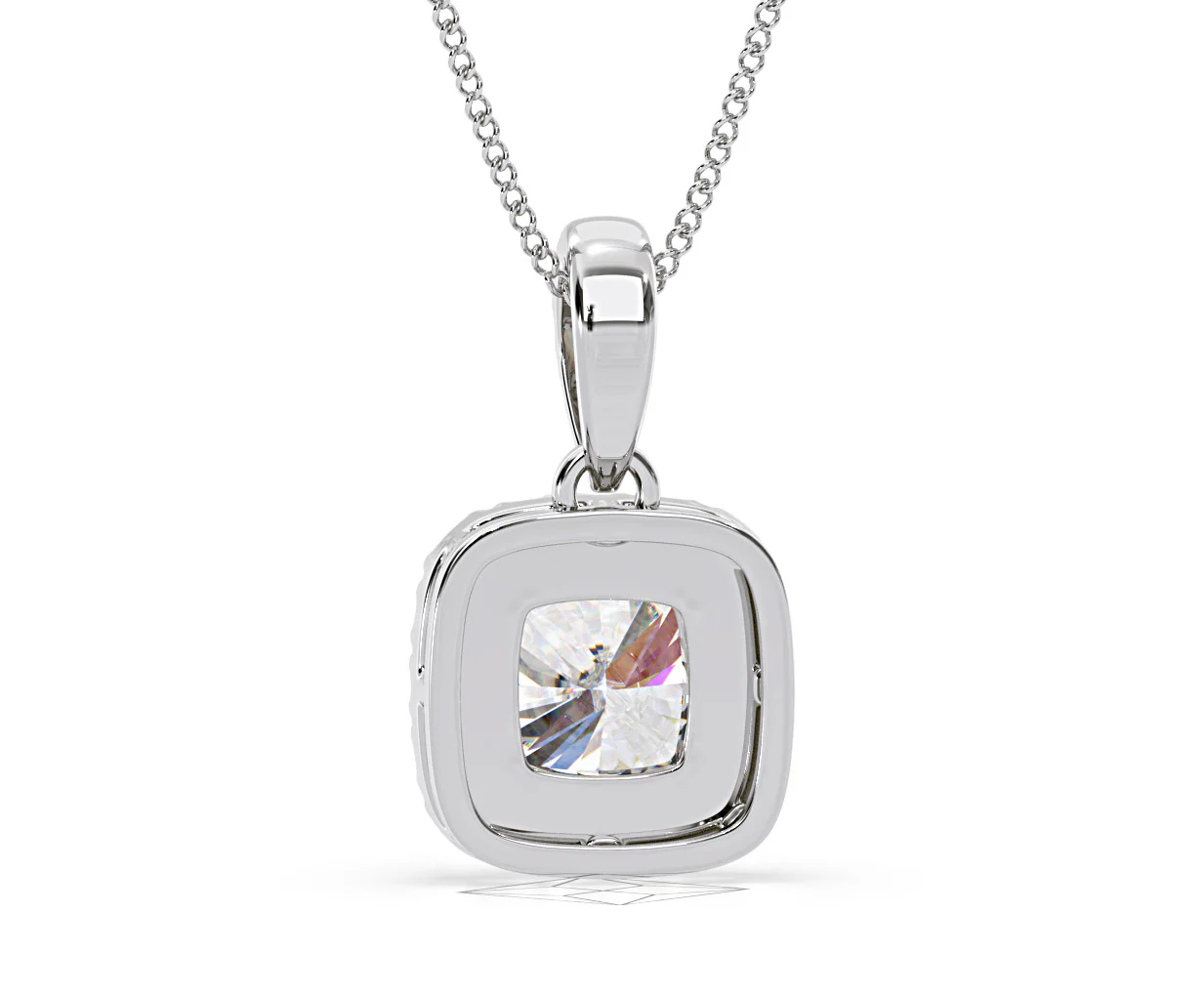 Beatrice Cushion Cut Lab Diamond Pendant Necklace 0.70ct in 18K White Gold F/VS1 - Image 46