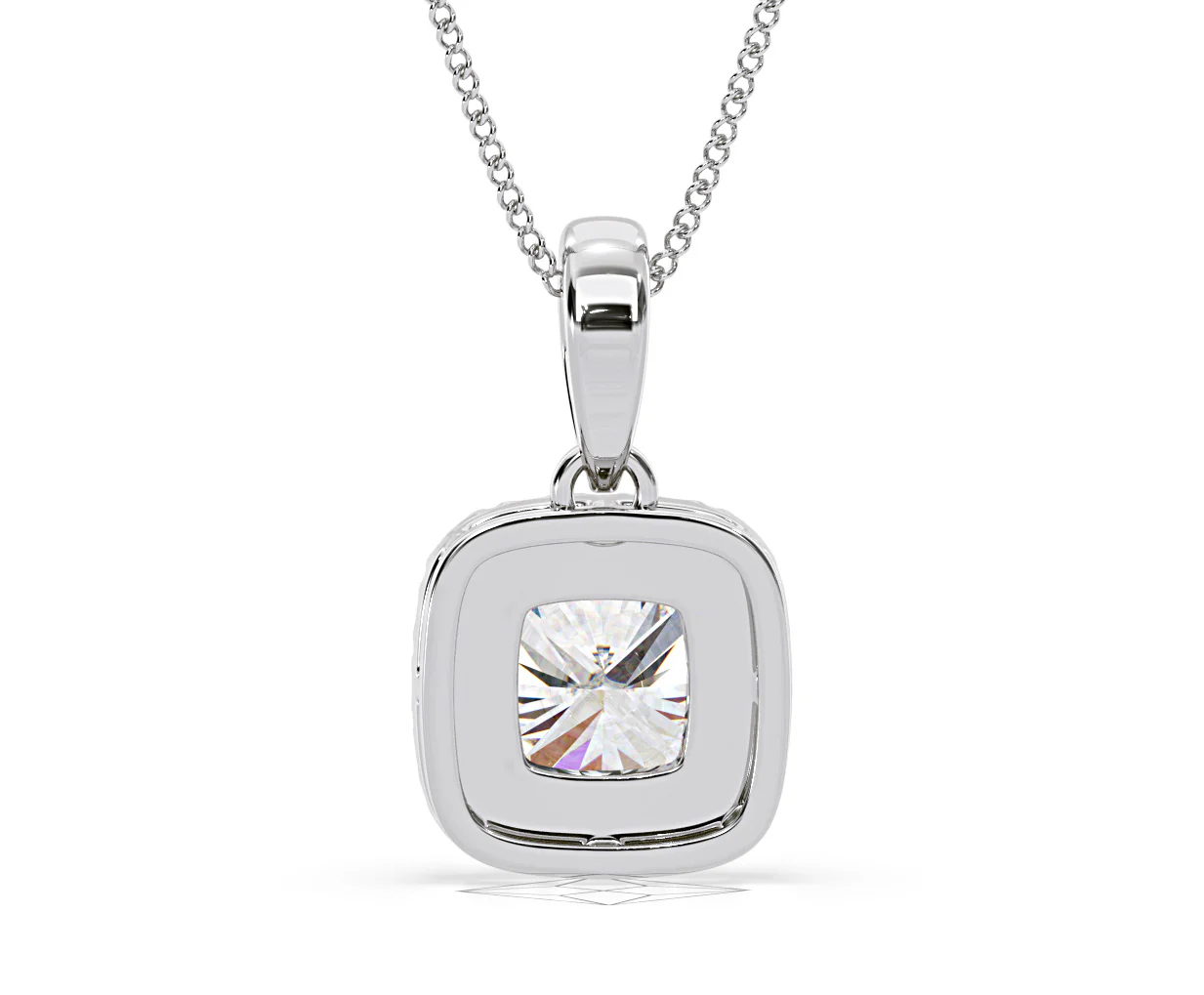 Beatrice Cushion Cut Lab Diamond Pendant Necklace 0.70ct in 18K White Gold F/VS1 - Image 47
