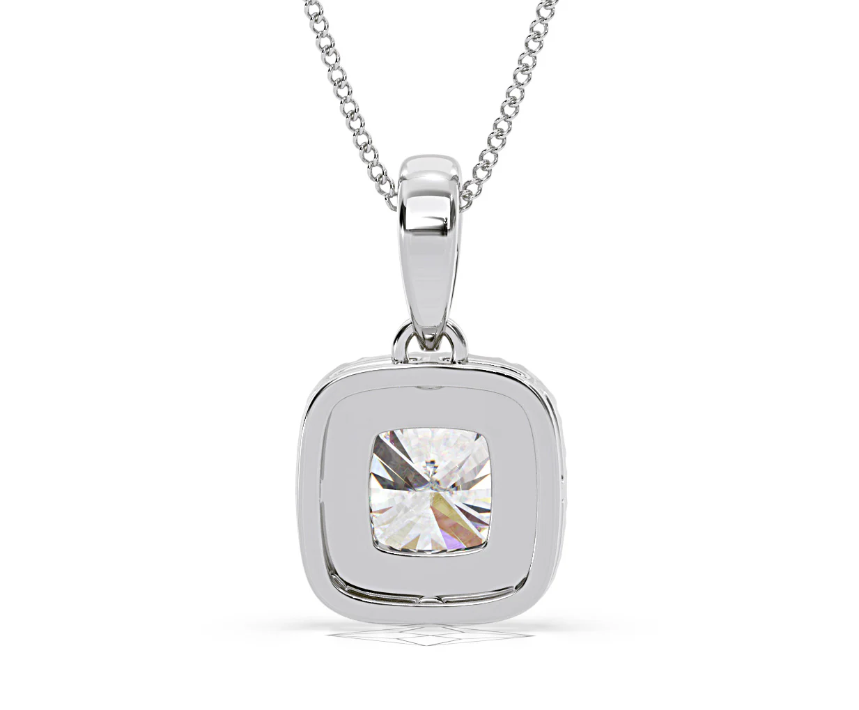 Beatrice Cushion Cut Lab Diamond Pendant Necklace 0.70ct in 18K White Gold F/VS1 - Image 48