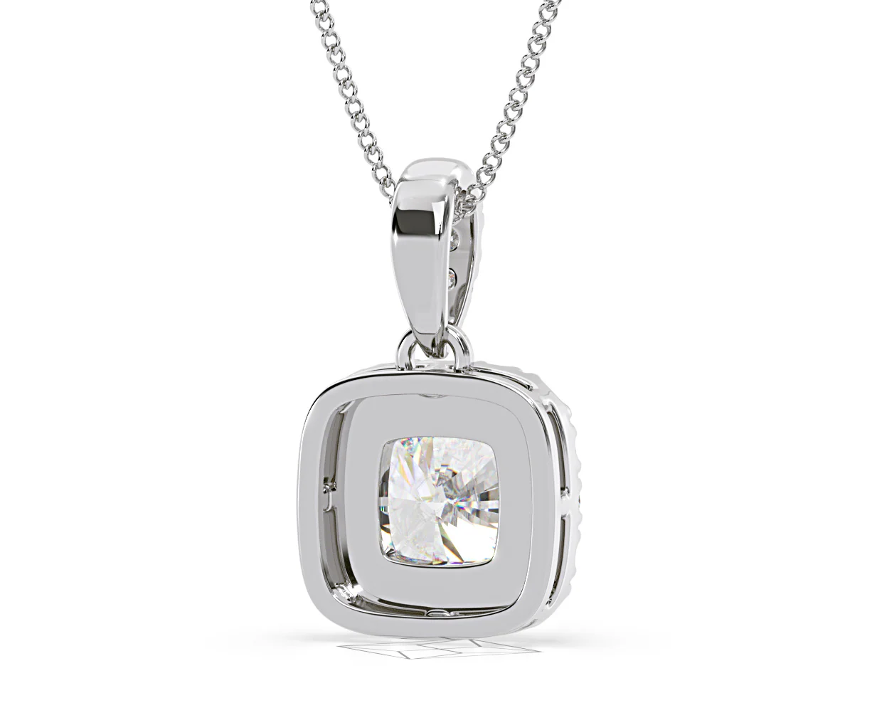 Beatrice Cushion Cut Lab Diamond Pendant Necklace 0.70ct in 18K White Gold F/VS1 - Image 51