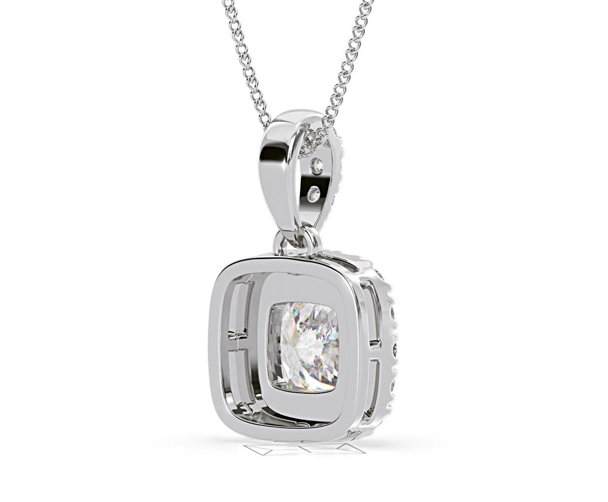 Beatrice Cushion Cut Lab Diamond Pendant Necklace 0.70ct in 18K White Gold F/VS1 - Image 55
