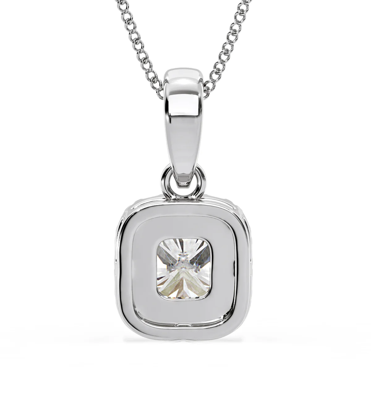 Beatrice Cushion Cut Lab Diamond Pendant Necklace 0.70ct in 18K White Gold F/VS1 - Image 6