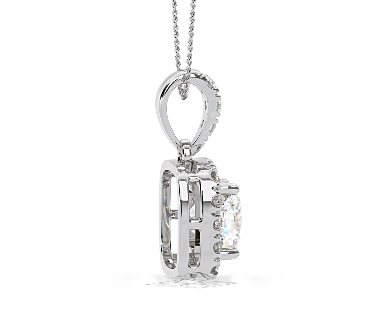 Beatrice Cushion Cut Lab Diamond Pendant Necklace 0.70ct in 18K White Gold F/VS1 - Image 65