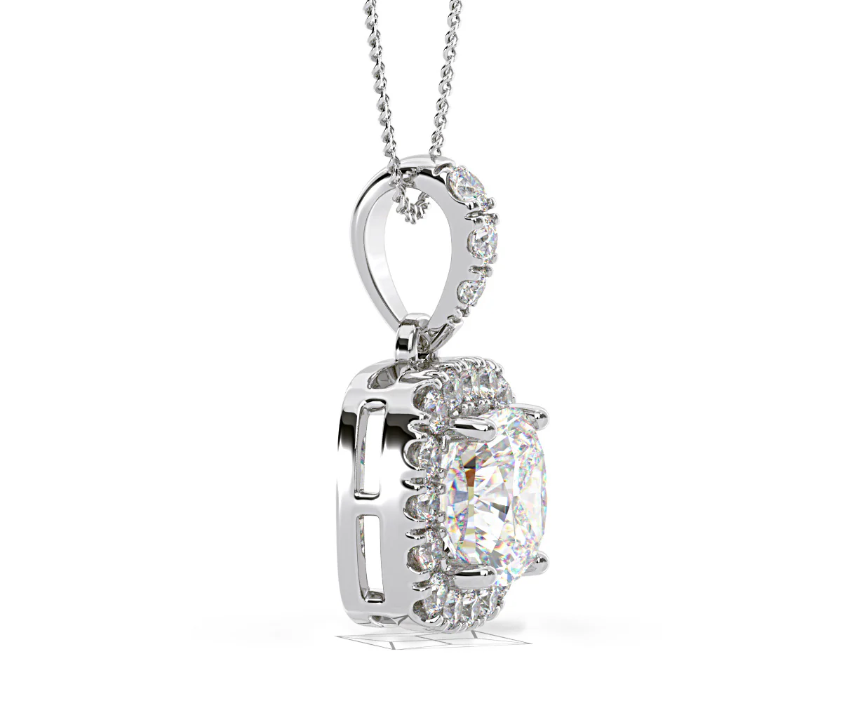 Beatrice Cushion Cut Lab Diamond Pendant Necklace 0.70ct in 18K White Gold F/VS1 - Image 72