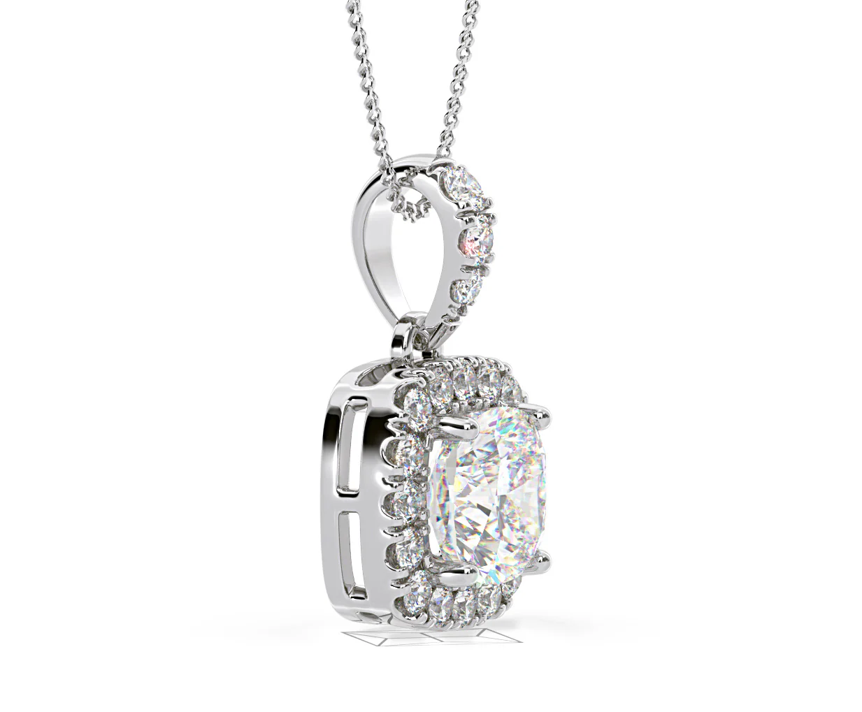 Beatrice Cushion Cut Lab Diamond Pendant Necklace 0.70ct in 18K White Gold F/VS1 - Image 74