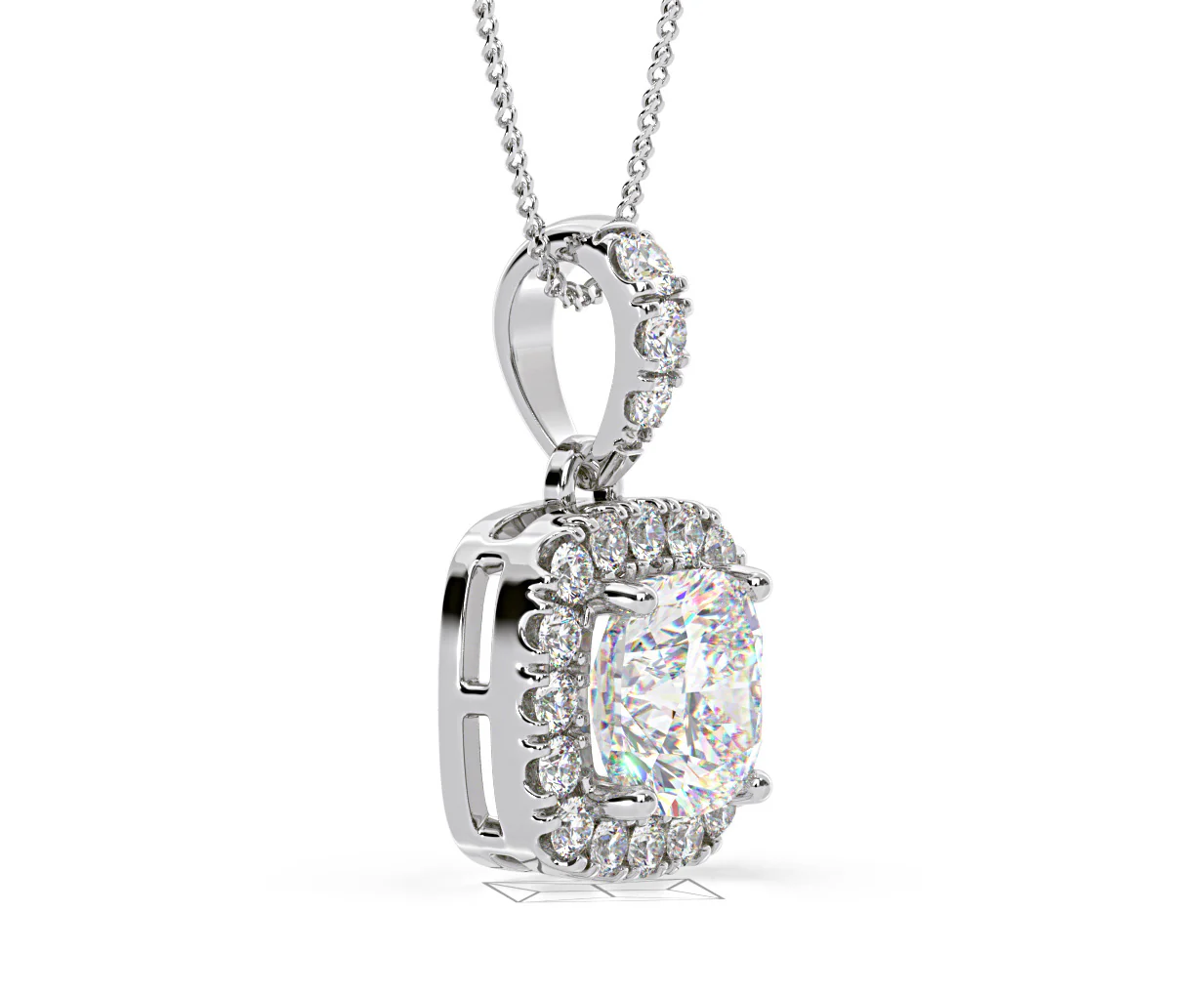 Beatrice Cushion Cut Lab Diamond Pendant Necklace 0.70ct in 18K White Gold F/VS1 - Image 75