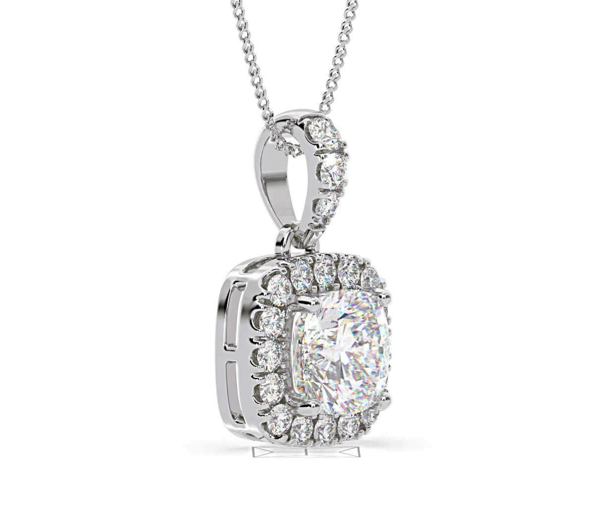 Beatrice Cushion Cut Lab Diamond Pendant Necklace 0.70ct in 18K White Gold F/VS1 - Image 77