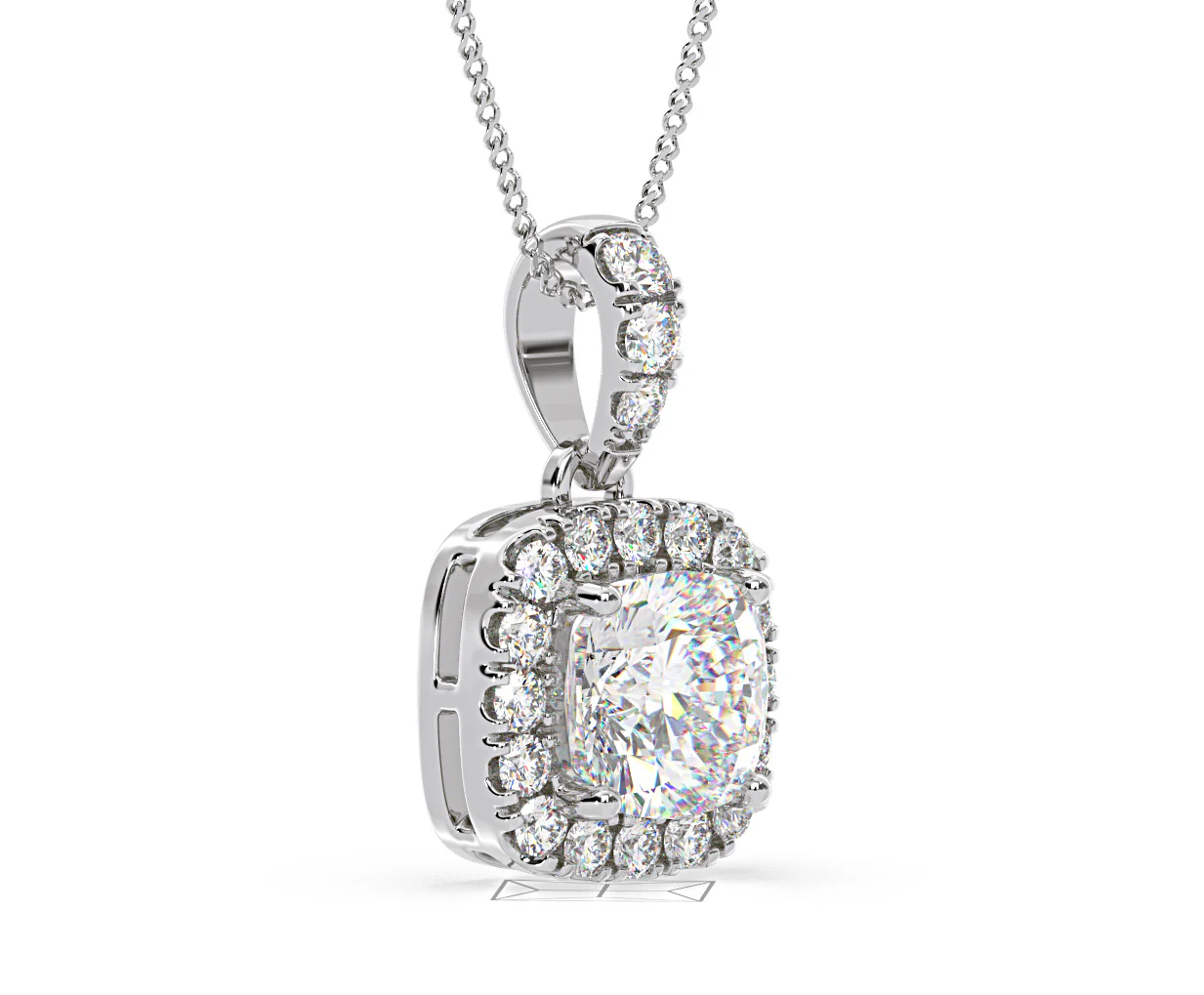 Beatrice Cushion Cut Lab Diamond Pendant Necklace 0.70ct in 18K White Gold F/VS1 - Image 78