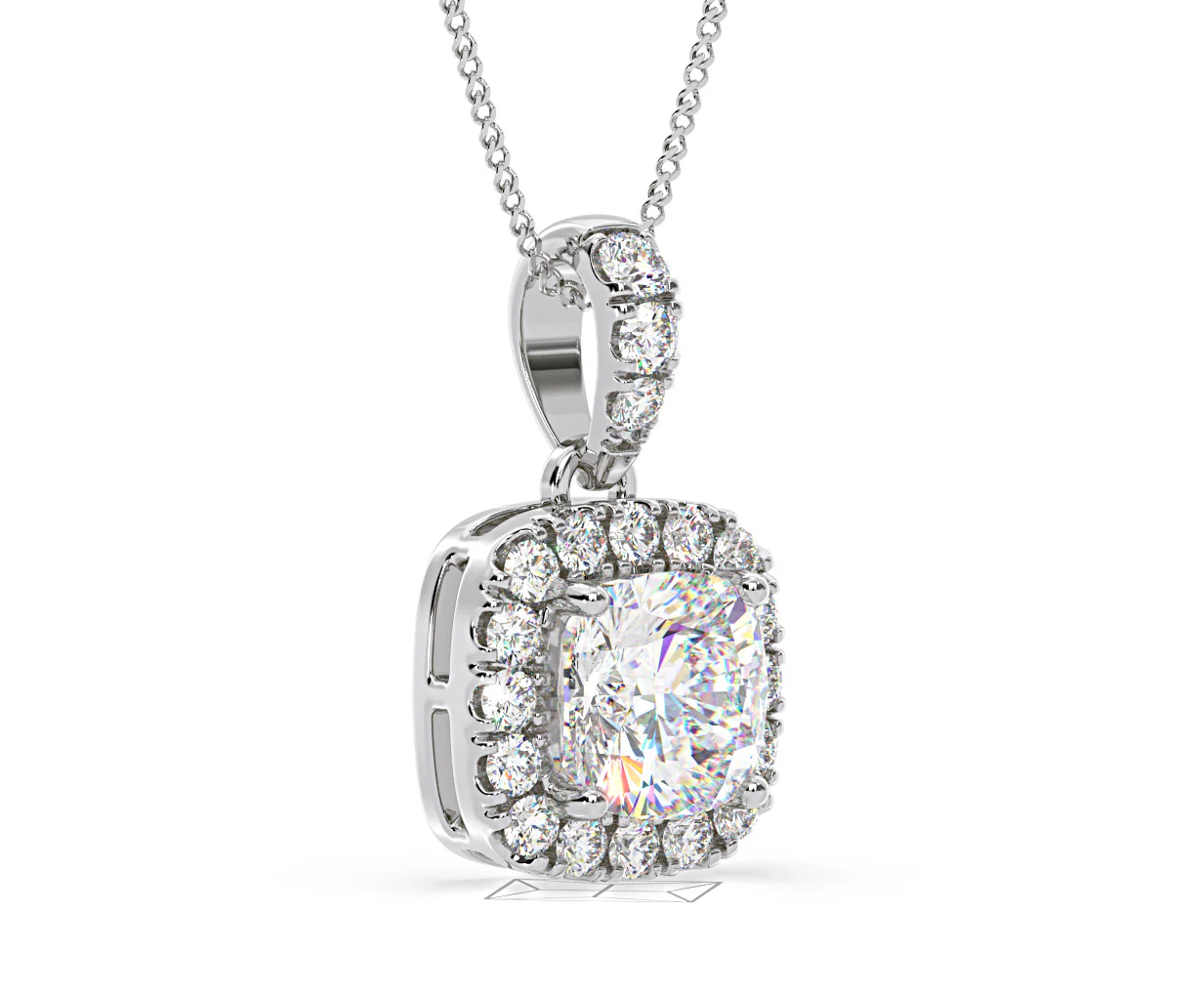 Beatrice Cushion Cut Lab Diamond Pendant Necklace 0.70ct in 18K White Gold F/VS1 - Image 79