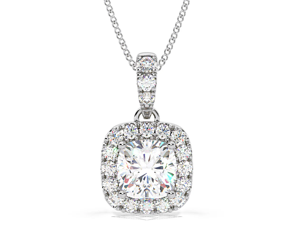 Beatrice Cushion Cut Lab Diamond Pendant Necklace 0.70ct in 18K White Gold F/VS1 - Image 8