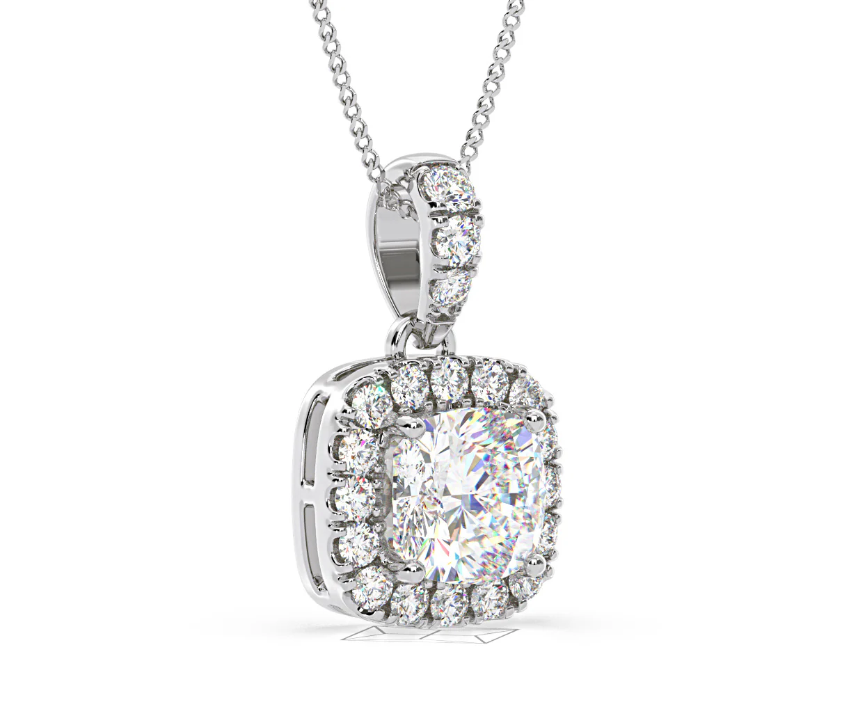 Beatrice Cushion Cut Lab Diamond Pendant Necklace 0.70ct in 18K White Gold F/VS1 - Image 80