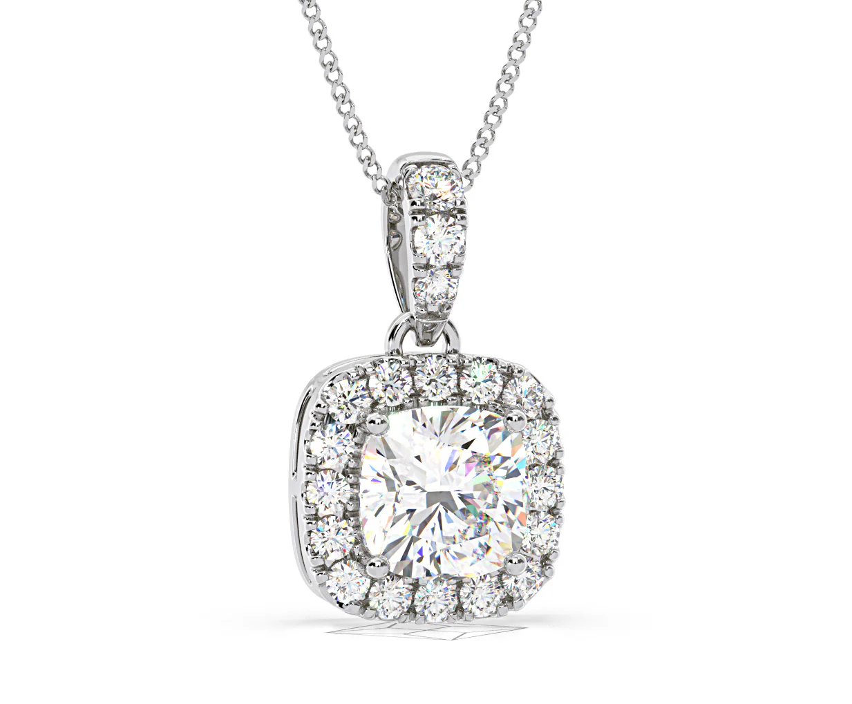 Beatrice Cushion Cut Lab Diamond Pendant Necklace 0.70ct in 18K White Gold F/VS1 - Image 84