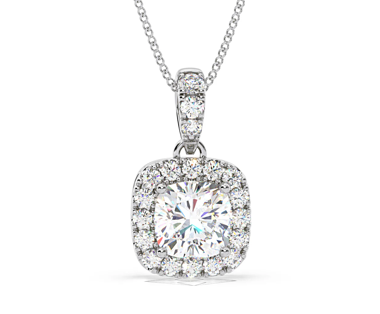 Beatrice Cushion Cut Lab Diamond Pendant Necklace 0.70ct in 18K White Gold F/VS1 - Image 86