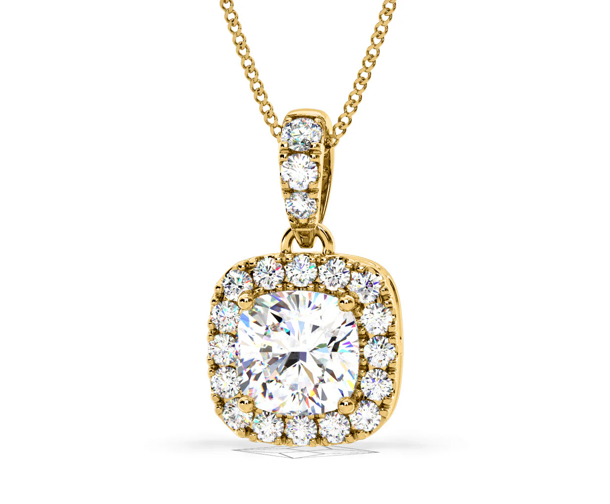 Beatrice Cushion Cut Lab Diamond Pendant Necklace 0.70ct in 18K Yellow Gold F/VS1 - Image 10