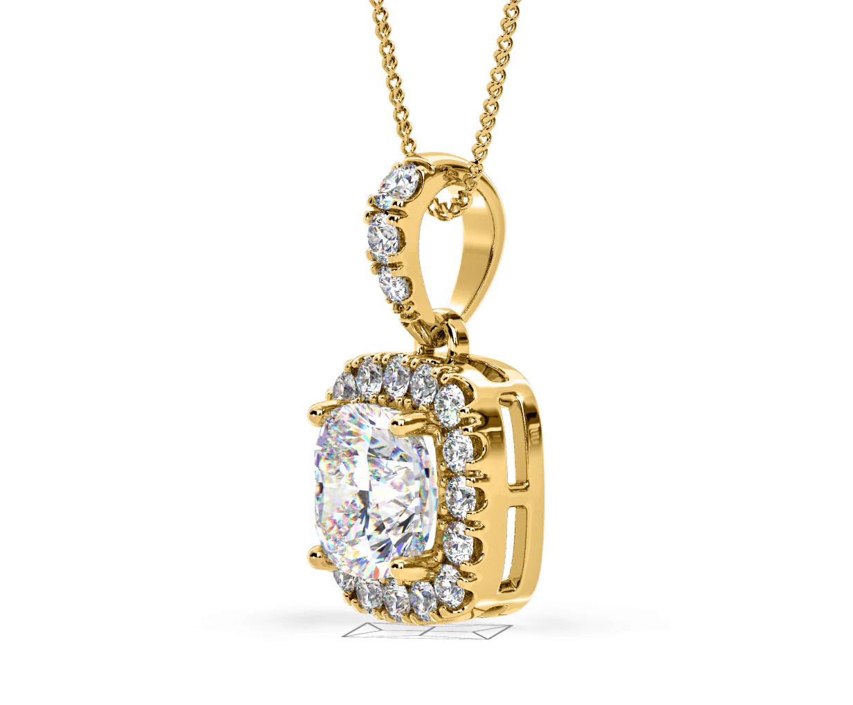 Beatrice Cushion Cut Lab Diamond Pendant Necklace 0.70ct in 18K Yellow Gold F/VS1 - Image 20
