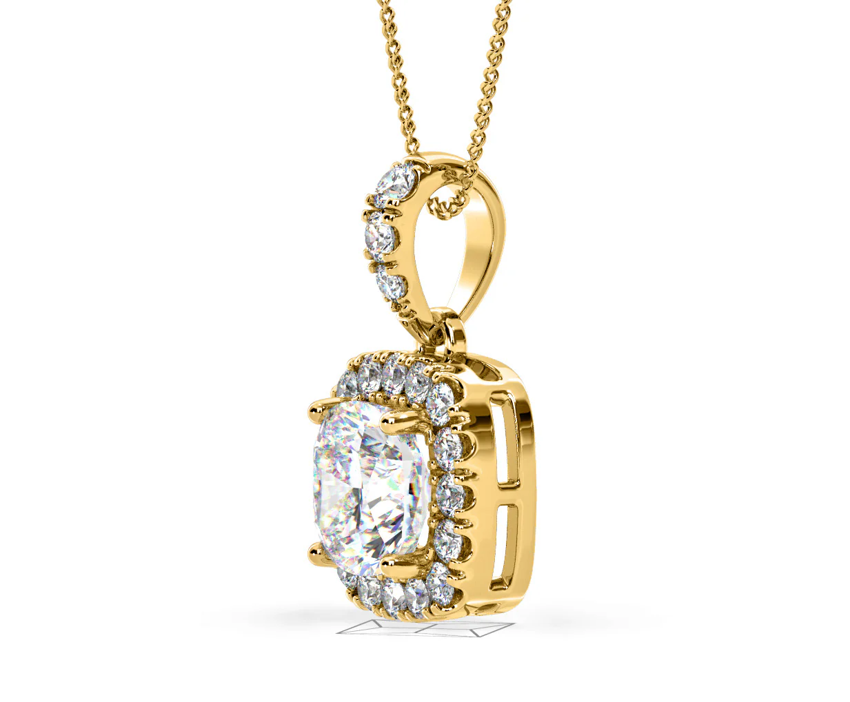 Beatrice Cushion Cut Lab Diamond Pendant Necklace 0.70ct in 18K Yellow Gold F/VS1 - Image 21