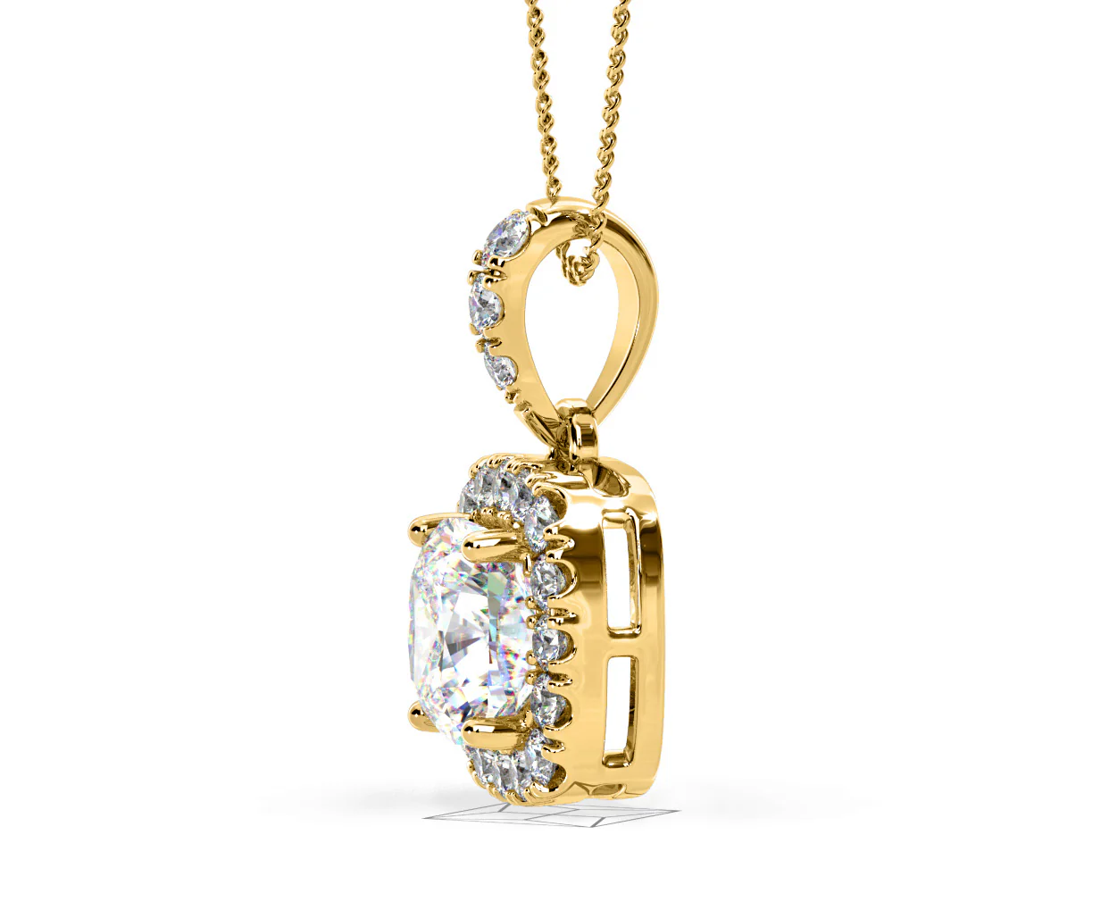 Beatrice Cushion Cut Lab Diamond Pendant Necklace 0.70ct in 18K Yellow Gold F/VS1 - Image 24