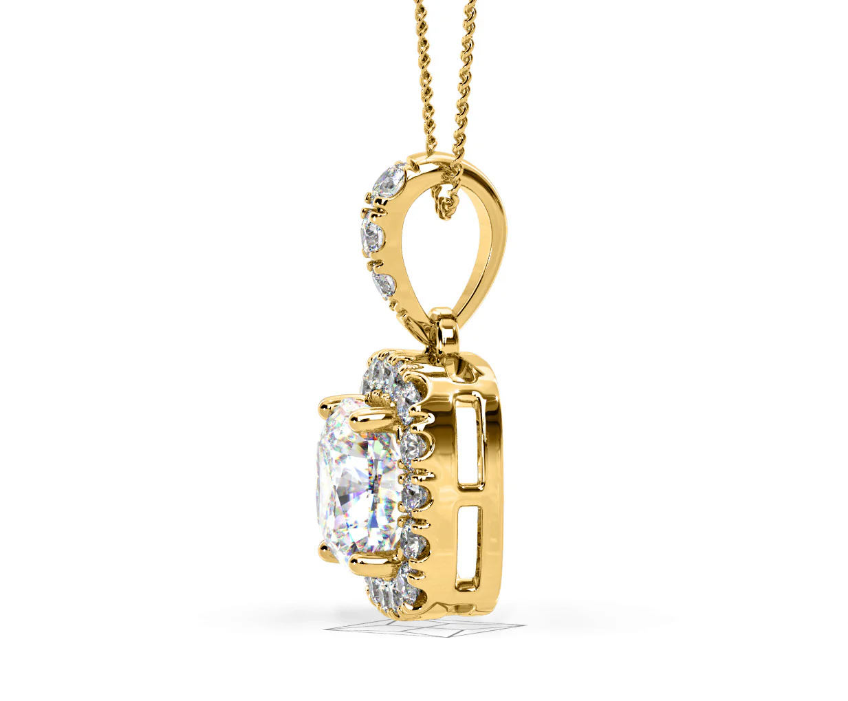 Beatrice Cushion Cut Lab Diamond Pendant Necklace 0.70ct in 18K Yellow Gold F/VS1 - Image 25