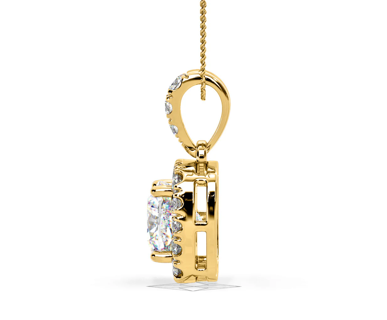 Beatrice Cushion Cut Lab Diamond Pendant Necklace 0.70ct in 18K Yellow Gold F/VS1 - Image 28