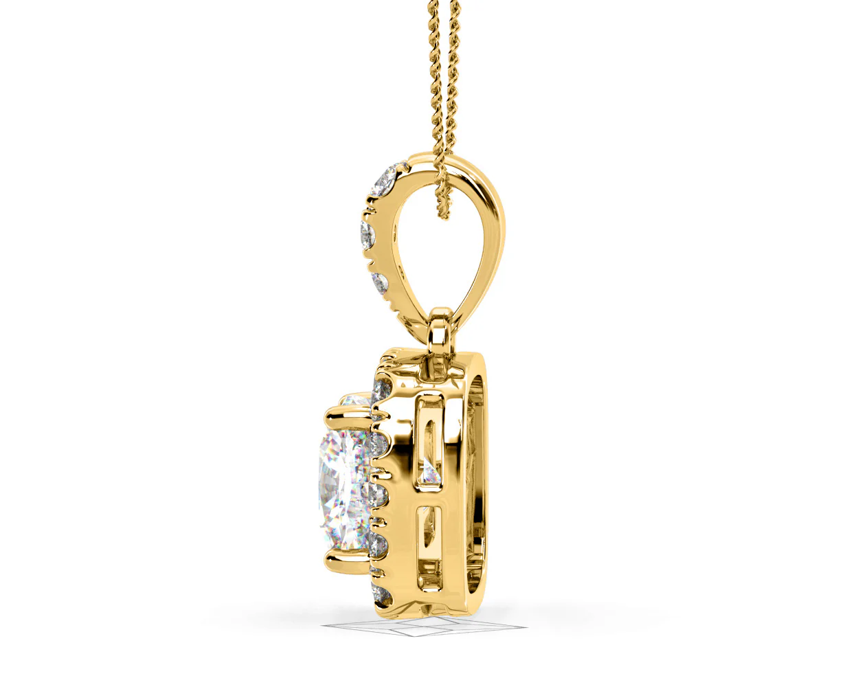 Beatrice Cushion Cut Lab Diamond Pendant Necklace 0.70ct in 18K Yellow Gold F/VS1 - Image 29