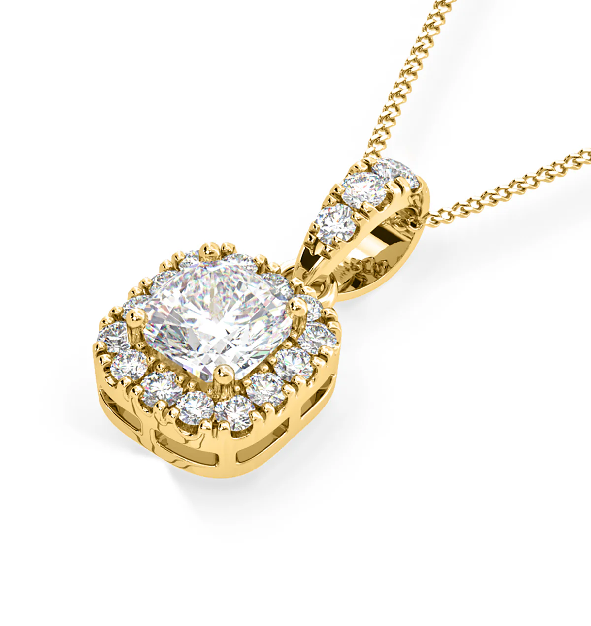 Beatrice Cushion Cut Lab Diamond Pendant Necklace 0.70ct in 18K Yellow Gold F/VS1 - Image 3