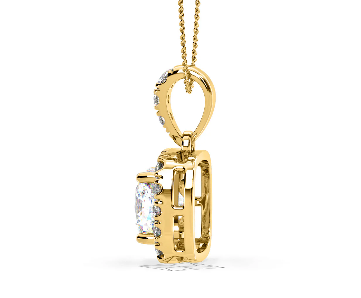 Beatrice Cushion Cut Lab Diamond Pendant Necklace 0.70ct in 18K Yellow Gold F/VS1 - Image 30