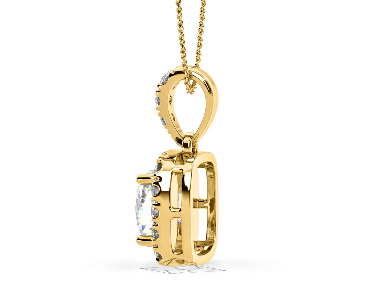 Beatrice Cushion Cut Lab Diamond Pendant Necklace 0.70ct in 18K Yellow Gold F/VS1 - Image 31