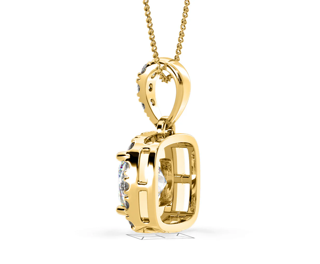 Beatrice Cushion Cut Lab Diamond Pendant Necklace 0.70ct in 18K Yellow Gold F/VS1 - Image 34