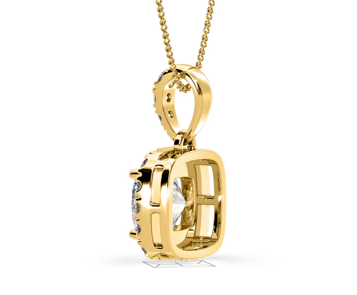 Beatrice Cushion Cut Lab Diamond Pendant Necklace 0.70ct in 18K Yellow Gold F/VS1 - Image 35