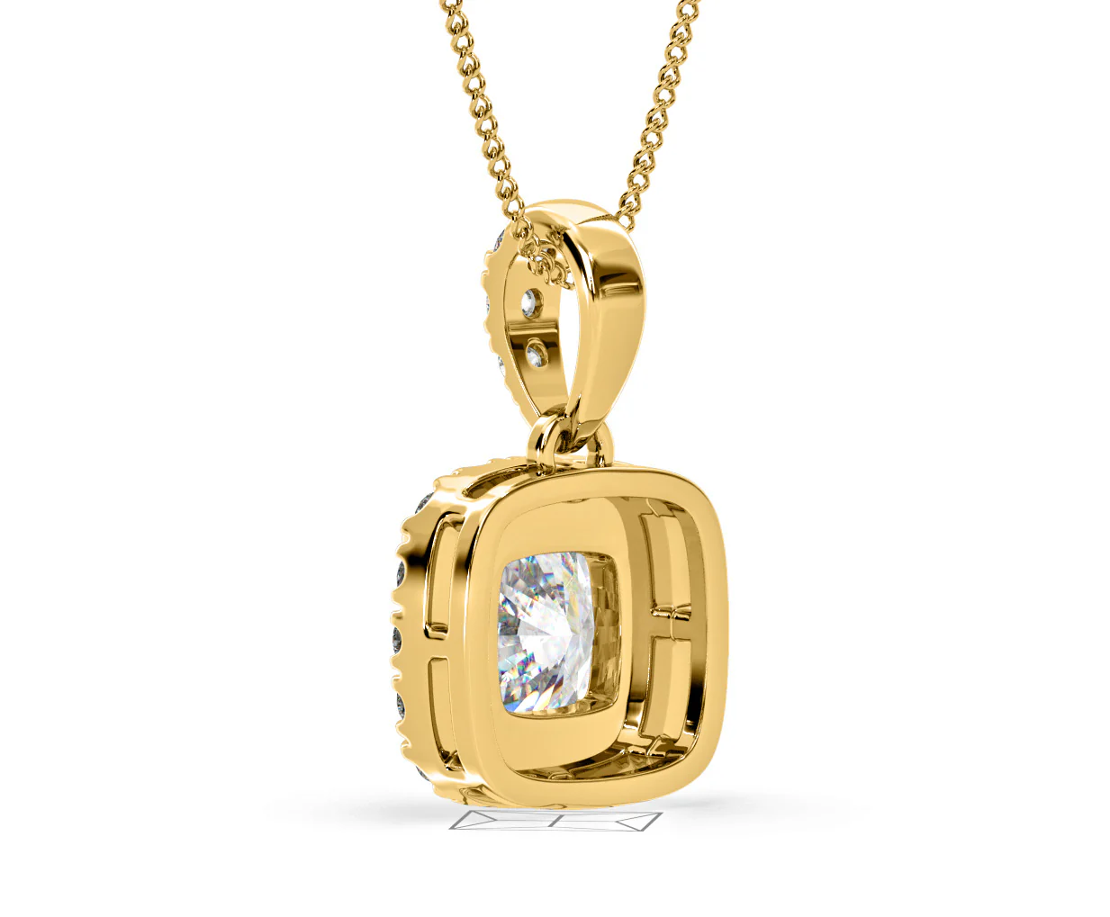 Beatrice Cushion Cut Lab Diamond Pendant Necklace 0.70ct in 18K Yellow Gold F/VS1 - Image 39