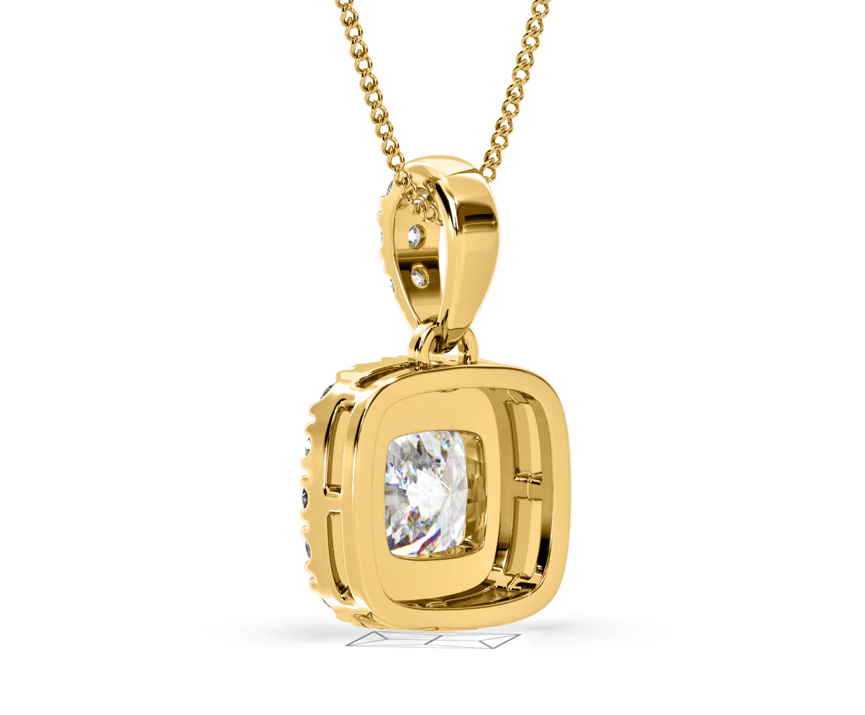 Beatrice Cushion Cut Lab Diamond Pendant Necklace 0.70ct in 18K Yellow Gold F/VS1 - Image 40
