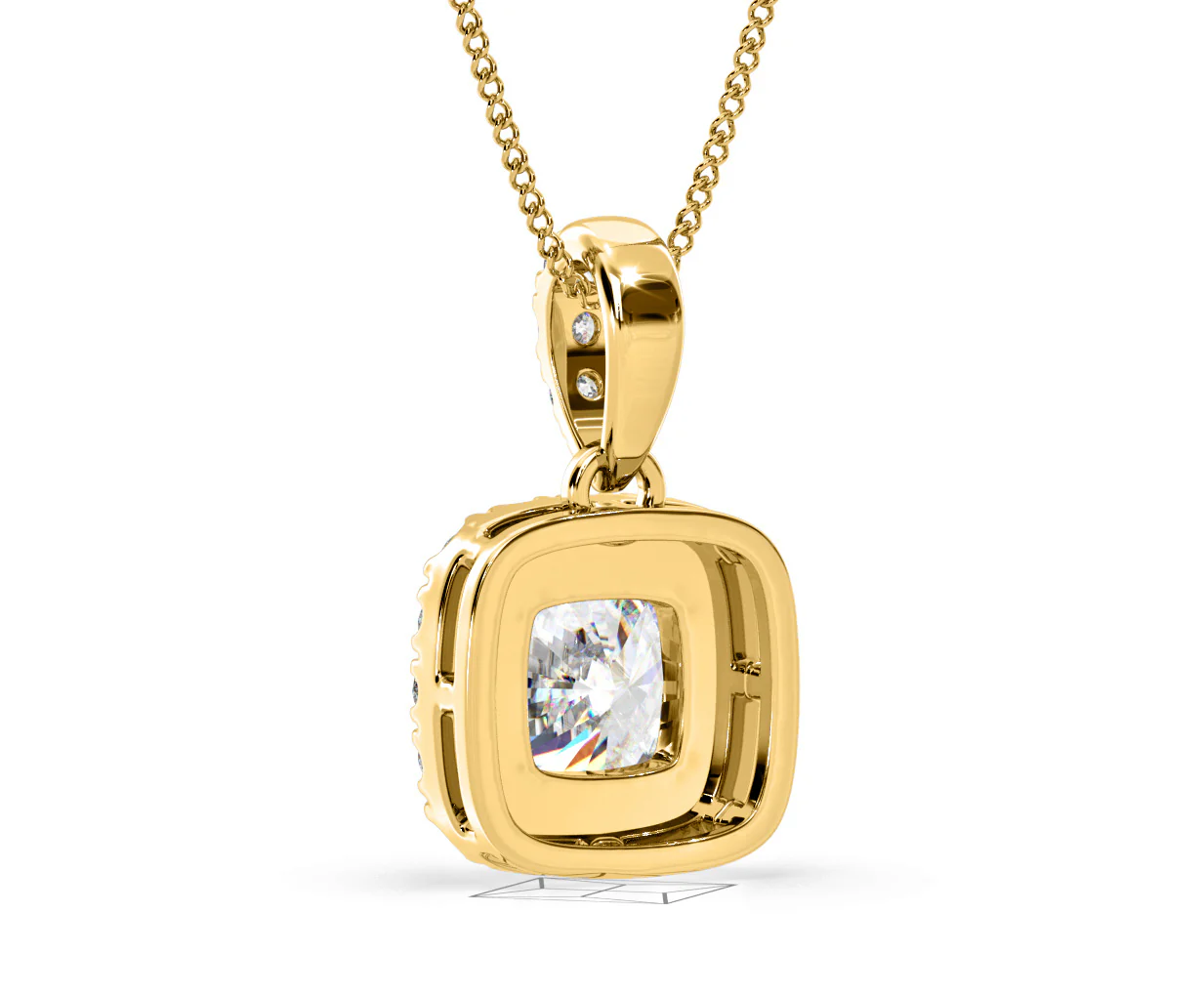 Beatrice Cushion Cut Lab Diamond Pendant Necklace 0.70ct in 18K Yellow Gold F/VS1 - Image 42