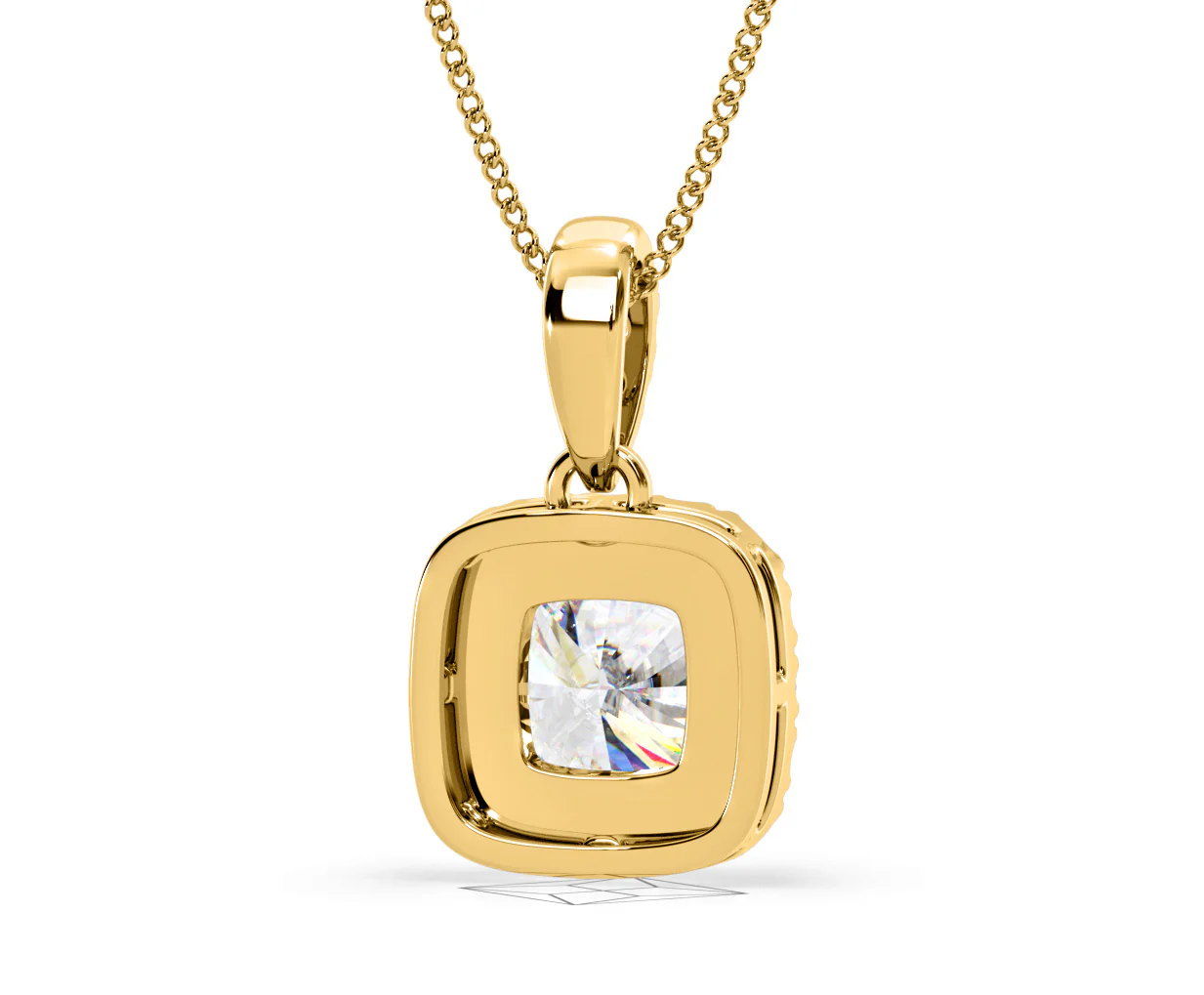 Beatrice Cushion Cut Lab Diamond Pendant Necklace 0.70ct in 18K Yellow Gold F/VS1 - Image 50