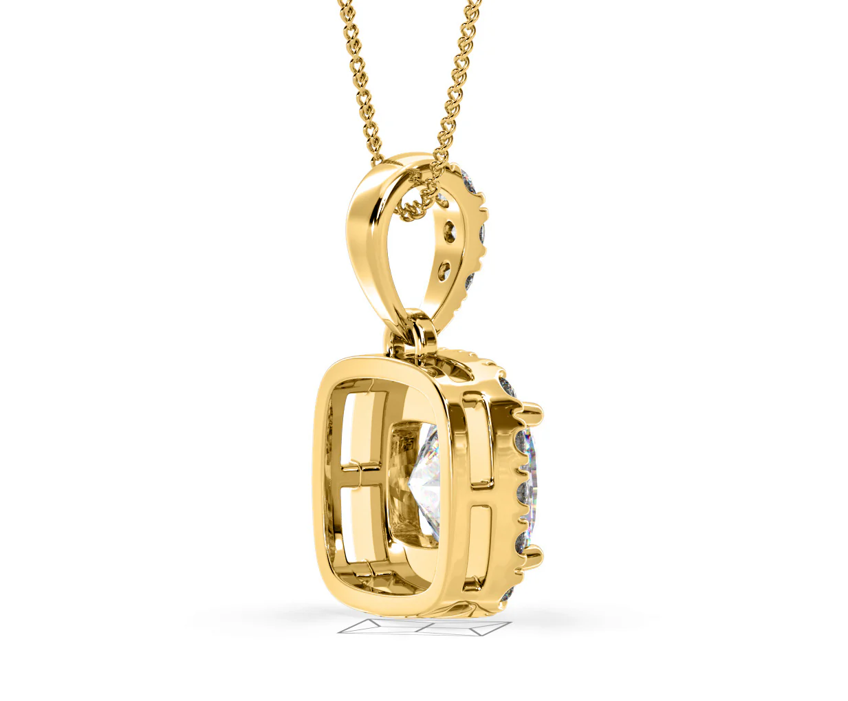 Beatrice Cushion Cut Lab Diamond Pendant Necklace 0.70ct in 18K Yellow Gold F/VS1 - Image 60