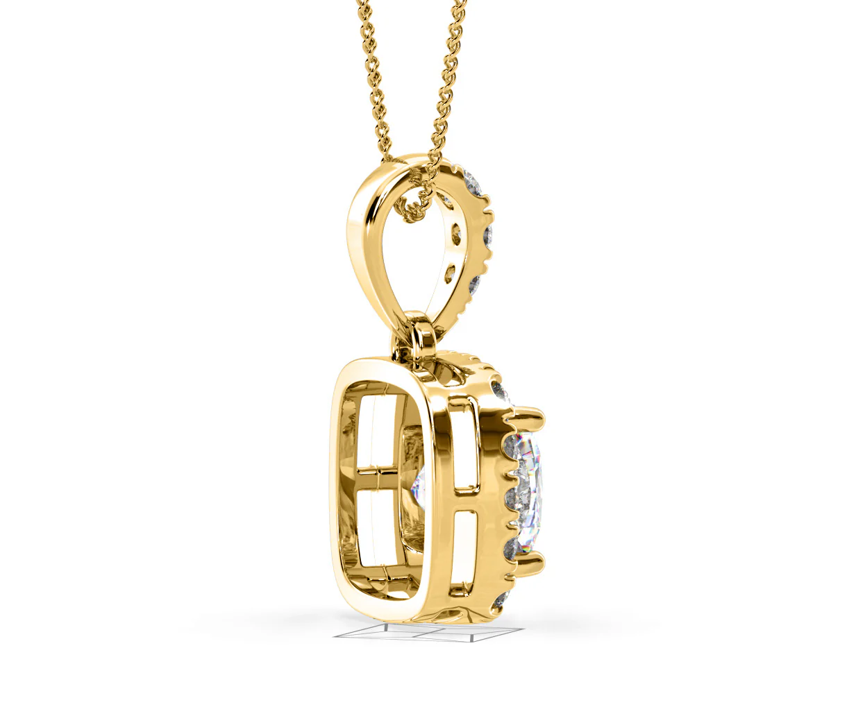 Beatrice Cushion Cut Lab Diamond Pendant Necklace 0.70ct in 18K Yellow Gold F/VS1 - Image 62