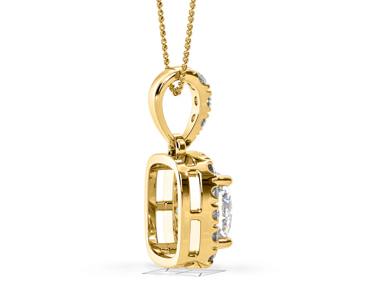 Beatrice Cushion Cut Lab Diamond Pendant Necklace 0.70ct in 18K Yellow Gold F/VS1 - Image 63