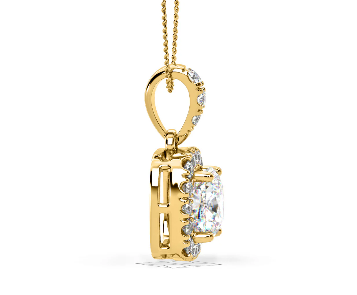 Beatrice Cushion Cut Lab Diamond Pendant Necklace 0.70ct in 18K Yellow Gold F/VS1 - Image 69