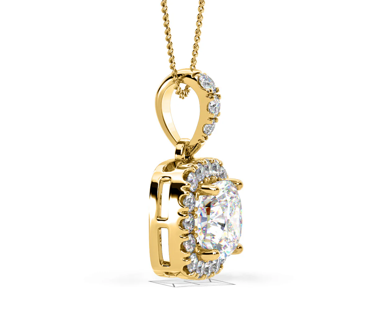 Beatrice Cushion Cut Lab Diamond Pendant Necklace 0.70ct in 18K Yellow Gold F/VS1 - Image 72