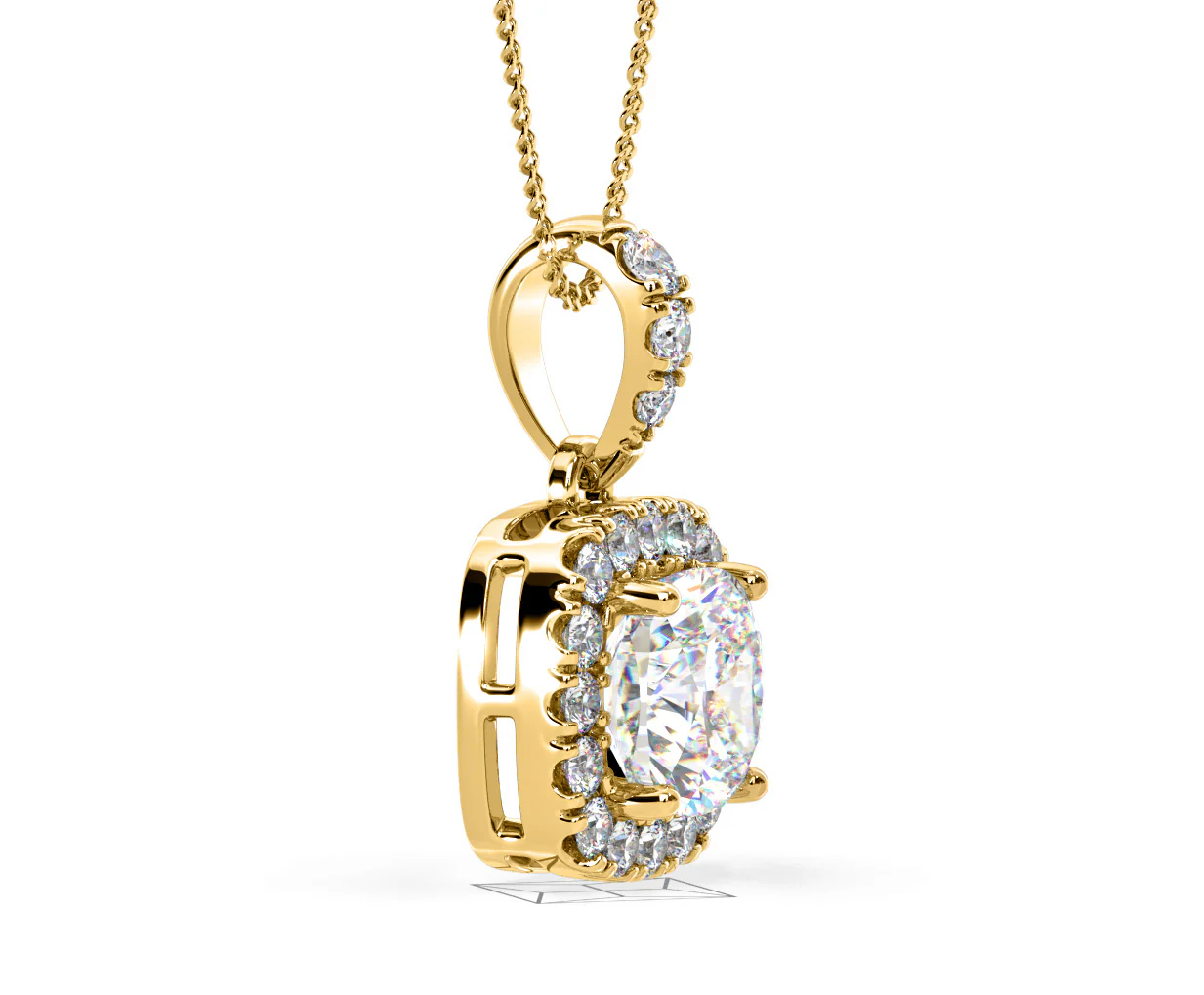 Beatrice Cushion Cut Lab Diamond Pendant Necklace 0.70ct in 18K Yellow Gold F/VS1 - Image 73