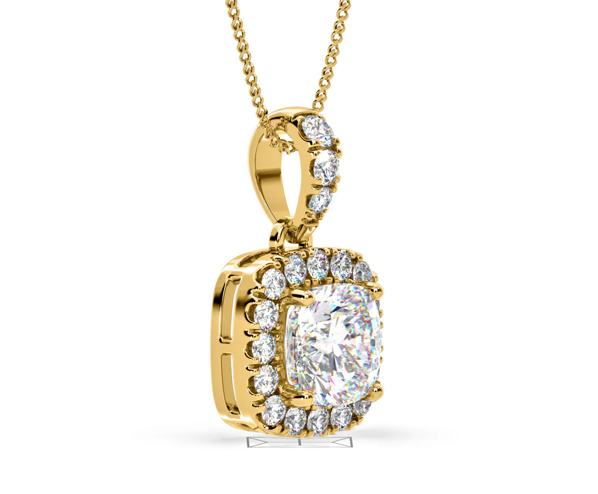 Beatrice Cushion Cut Lab Diamond Pendant Necklace 0.70ct in 18K Yellow Gold F/VS1 - Image 77