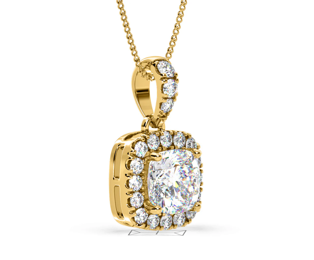 Beatrice Cushion Cut Lab Diamond Pendant Necklace 0.70ct in 18K Yellow Gold F/VS1 - Image 78