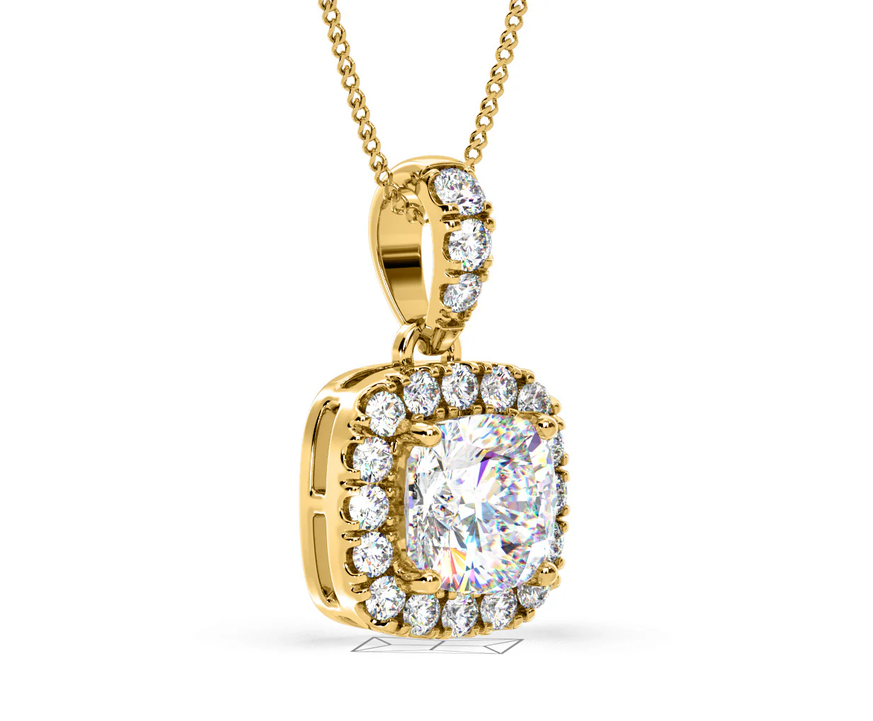 Beatrice Cushion Cut Lab Diamond Pendant Necklace 0.70ct in 18K Yellow Gold F/VS1 - Image 79