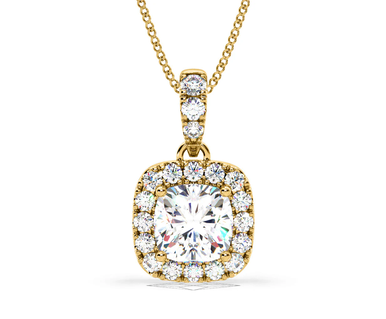Beatrice Cushion Cut Lab Diamond Pendant Necklace 0.70ct in 18K Yellow Gold F/VS1 - Image 8