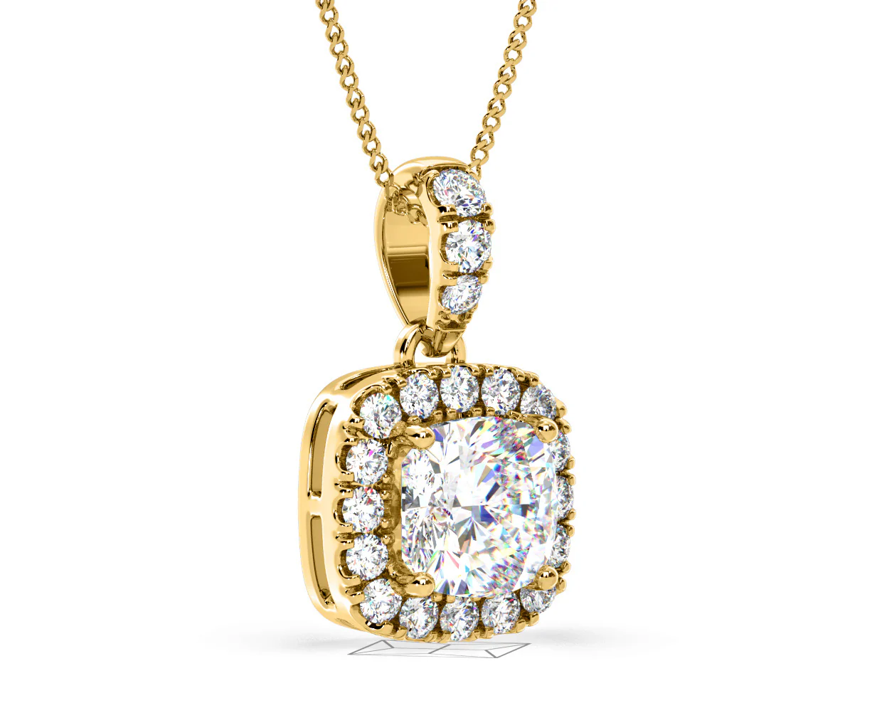 Beatrice Cushion Cut Lab Diamond Pendant Necklace 0.70ct in 18K Yellow Gold F/VS1 - Image 80